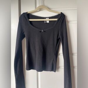 Black long sleeve lace top